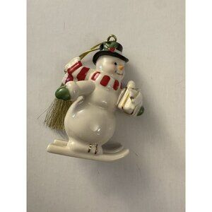 Lenox Porcelain Snowman Skiing Christmas Ornament B28